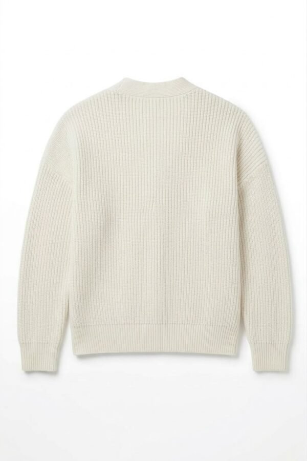 Cashmere Rib-Knit Cardigan – Relaxed V-Neck back Cashmere Rib-Knit Cardigan – Relaxed V-Neck back