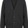 Cashmere V-Neck Cardigan – Charcoal Grey front