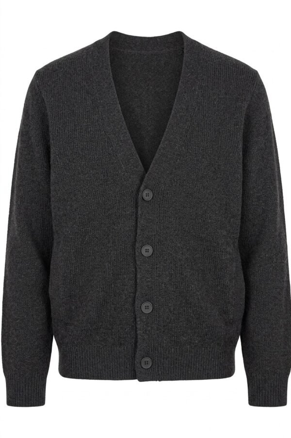 Cashmere V-Neck Cardigan – Charcoal Grey front