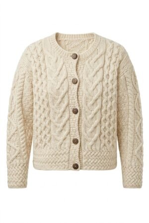 sheep wool cable knit cardigan