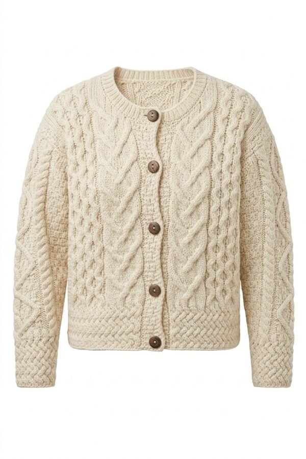 sheep wool cable knit cardigan